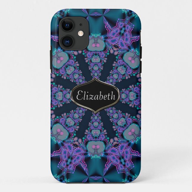 Coques Case-Mate iPhone Imaginaire violet Fractal Nom personnalisé iPhone  (Dos)