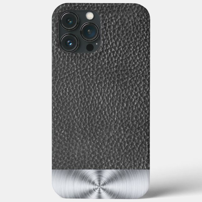 Coques Case-Mate iPhone Impression cuir noir et acier (Verso)