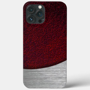 Case-Mate iPhone Case Impression Cuir Rouge et Acier Brossé