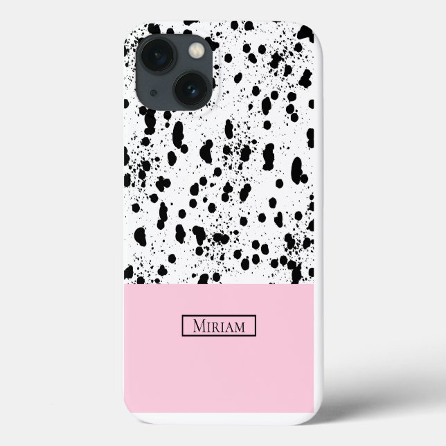Coques Case-Mate iPhone Impression dalmate avec nom personnalisé rose (Verso)