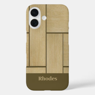 Coques iPhone 16 impression de dalle de bois Brown