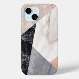 Coque Pour iPhone 15 Impression de la géométrie du marbre
