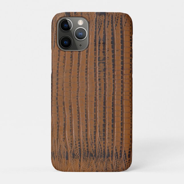 Coques Case-Mate iPhone Impression de peau de crocodile marron (Dos)