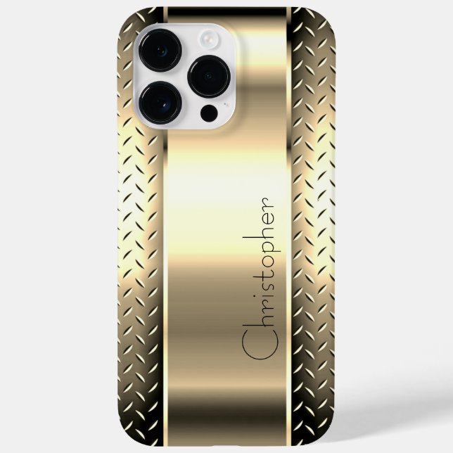 Coques Case-Mate iPhone Impression en acier inoxydable titane or (Verso)