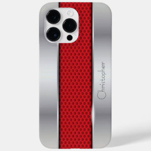 Coque Pour Pour iPhone 14 Pro Max Impression en acier inoxydable titane rouge