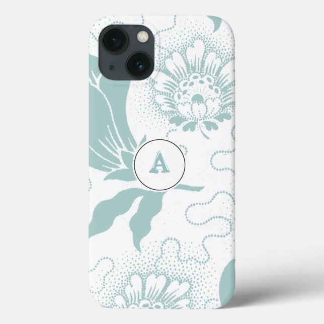 Coques Case-Mate iPhone Impression Florale Turquoise Et Blanche Rustique A (Verso)