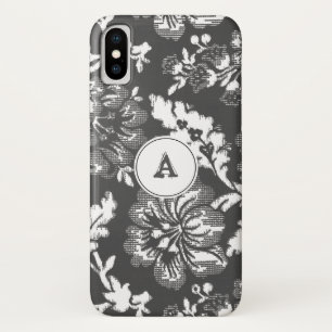Case-Mate iPhone Case Impression florale vintage grise et blanche avec