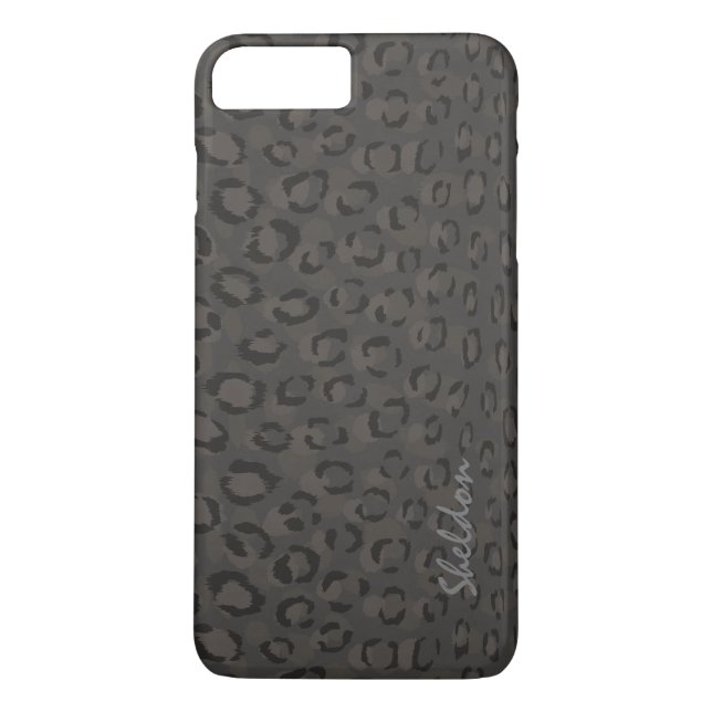 Coques Case-Mate iPhone Impression guépard gris noir cool monogramme (Dos)