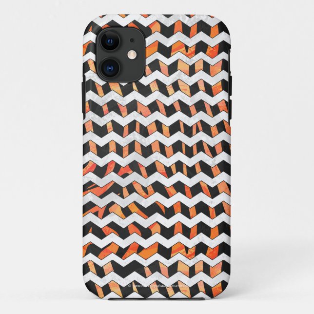 Coques Case-Mate iPhone Impression noire et orange Zebra (Dos)