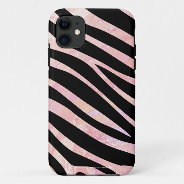 Coques Case-Mate iPhone Impression noire et rose Zebra (Dos)