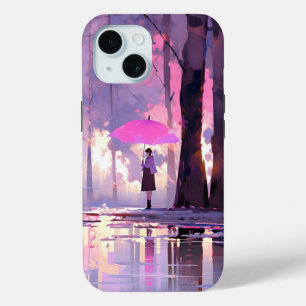Coque Pour iPhone 15 Impressionnisme Anime Météo Violet