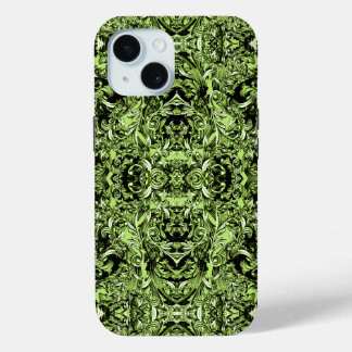 COQUE POUR iPhone 15 IMPRIMANTE BAROQUE ITALIENNE VERTE CELERY