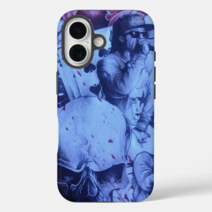 Coques iPhone 16 Imprimé d'art Pop Musiciens Bleu Violet