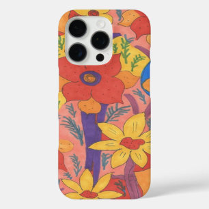 Coques iPhone 16 Pro Imprimé de jardin orange bohème gras