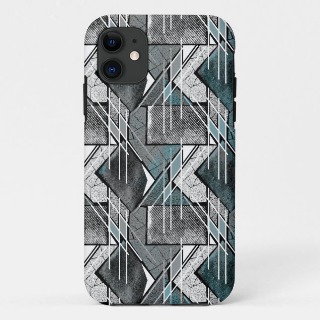 Coques Case-Mate iPhone Imprimé géométrique gris clair. (Dos)