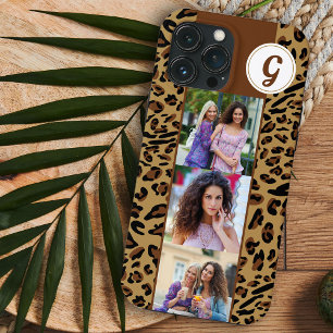 Case-Mate iPhone Case Imprimé léopard 3 Photos carrées Monogrammées marr