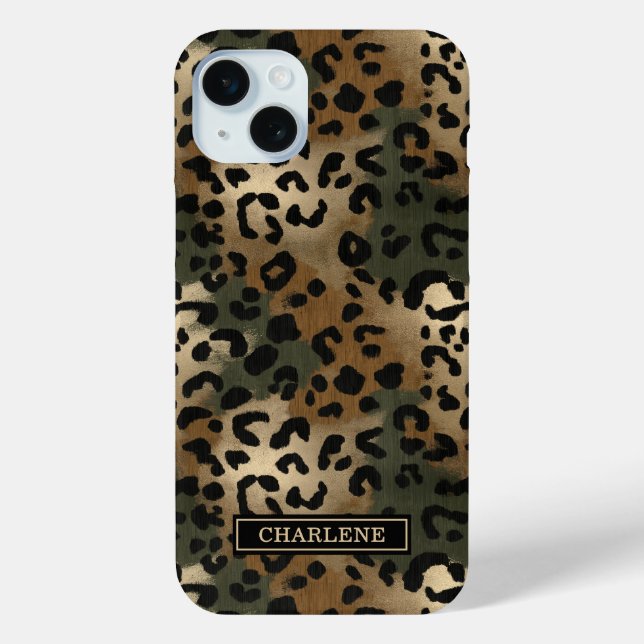 Coques Case-Mate iPhone Imprimé Léopard Camo Monogrammé (Verso)