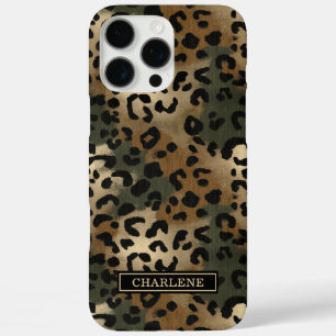 Coques iPhone 16 Pro Max Imprimé Léopard Camo Monogrammé