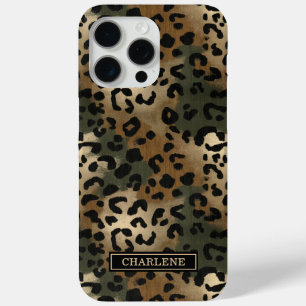 Coque iPhone 15 Pro Max Imprimé Léopard Camo Monogrammé