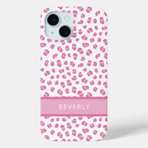 Coque Pour iPhone 15 Imprimé Léopard Rose Élégant Personnalisé