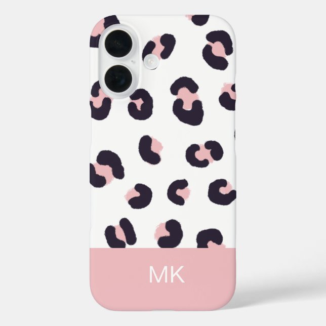 Coques Case-Mate iPhone Imprimé Léopard Rose Monogrammé (Verso)