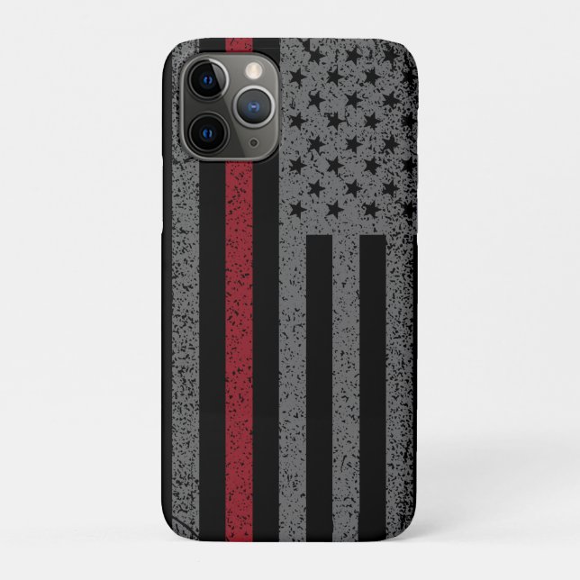 Coques Case-Mate iPhone Indicateur de ligne rouge mince FireFighter (Dos)