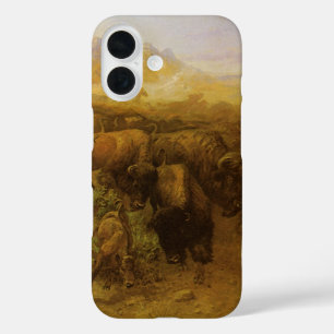 Coques iPhone 16 Indiens vintages, Chasse au bison par CM Russell