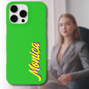 Coques iPhone 16 Pro Max Indigo 3D jaune Nom moderne   Funny Lime Green