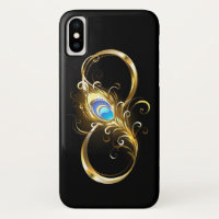 Infinité avec plume de paon doré