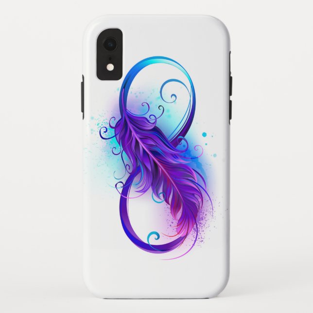 Coques Case-Mate iPhone Infinity with purple feather (Dos)