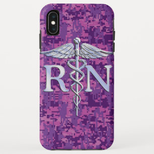 Coque Case-Mate Pour iPhone Infirmière autorisée RN Caduceus sur Fuchsia Camo