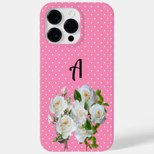 Coque Pour Pour iPhone 14 Pro Max Initiale Boho pois rose avec floral l Girl