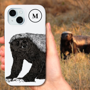 Coque Pour iPhone 15 Initiale de monogramme du blaireau miel
