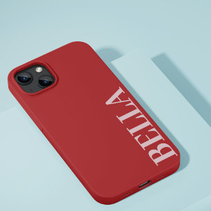 Coque Pour iPhone 14 Initiale moderne rouge et rose minimaliste contemp