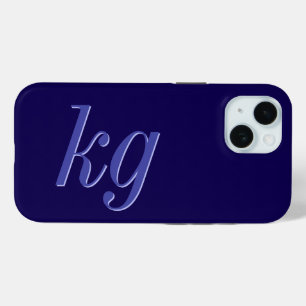 Coque Pour iPhone 15 Initiales de monogramme bleu élégant moderne
