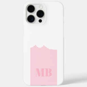 Coques iPhone 16 Pro Max initiales de nom monogramme rose et blanc