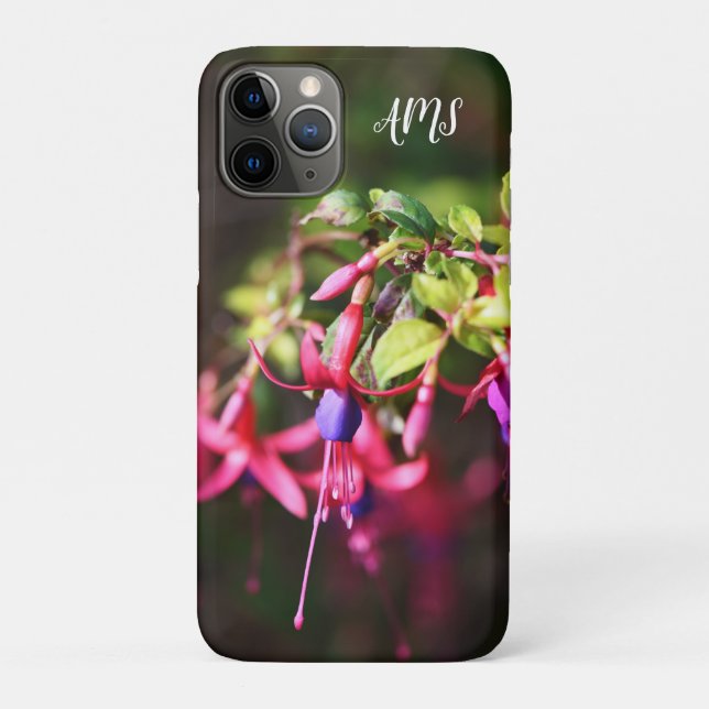 Coques Case-Mate iPhone Initiales Fleur Fuchsia rose violet (Dos)