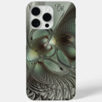 Initiales fractales Abstraites gris gris vert Sage