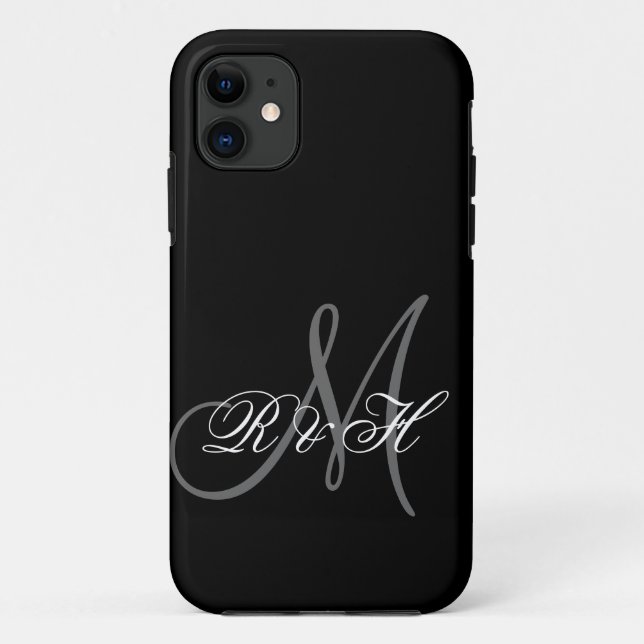 COQUES Case-Mate iPhone INITIALES GRISES NOIRES DE MONOGRAMME (Dos)