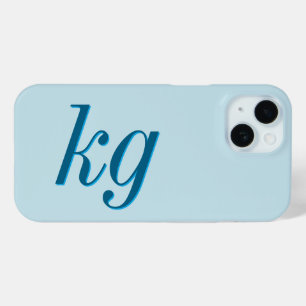 Coque Pour iPhone 15 Initiales Monogramme Bleu Élégant Moderne