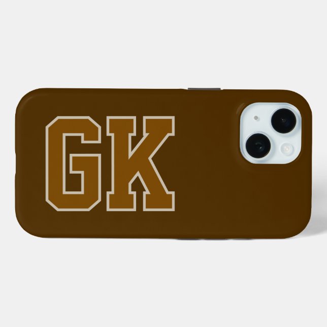 Coques Case-Mate iPhone Initiales Monogramme Marron Moderne (Verso (horizontal))
