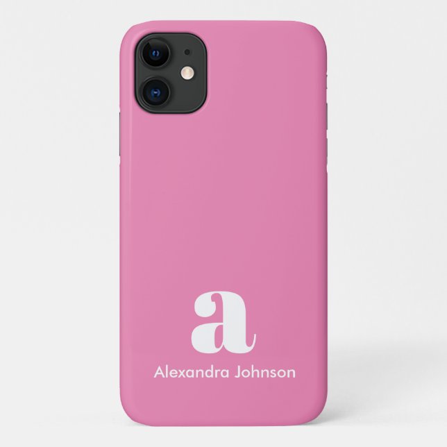 Coques Case-Mate iPhone Initiales Monogramme Minimal Simple Rose Moderne (Dos)