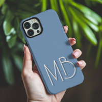Initiales Monogramme Moderne Bleu Gris Contemporai
