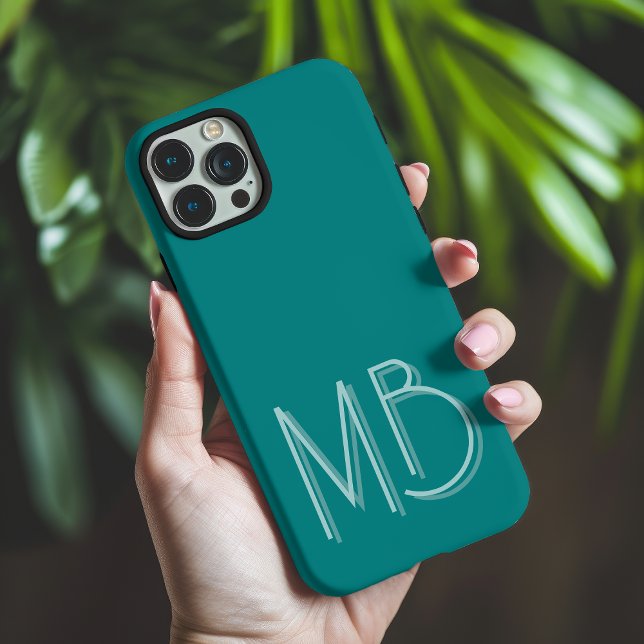 Coques Case-Mate iPhone Initiales Monogramme Moderne Sarcelle Contemporain (Créateur téléchargé)