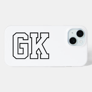 Coque Pour iPhone 15 Initiales Monogramme Noir Blanc Moderne