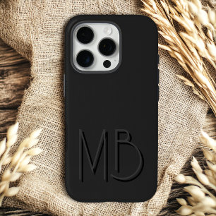 Coques iPhone 16 Pro Initiales Monogramme Noir Moderne Contemporain