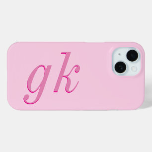 Coque Pour iPhone 15 Initiales Monogramme Rose Élégant Moderne