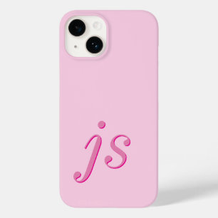 Coque Pour iPhone 14 Initiales Monogramme Rose Élégant Moderne