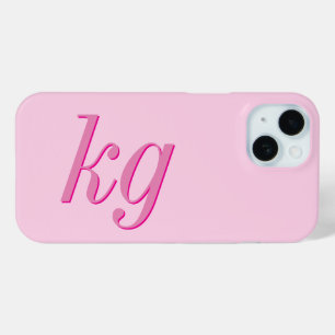 Coque Pour iPhone 15 Initiales Monogramme Rose Élégant Moderne