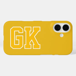 Coques iPhone 16 Initiales Monogramme Universitaire Jaune College